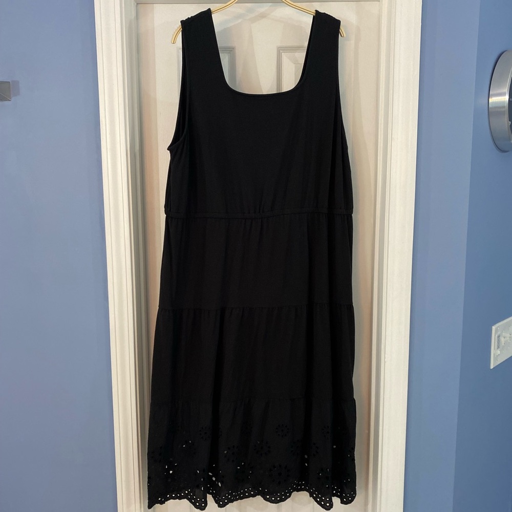 TALBOTS Jersey Eyelet Tiered Fit & Flare Midi Dress 2Xp